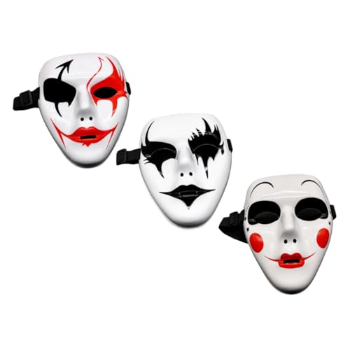 WATIIFUFU Witzige Maske Maske Theater 3er Set Handgezeichnete Halloween Cosplay Masken Kostümmasken Für Theateraufführungen Partys Für Halloween Masquerade Events von WATIIFUFU