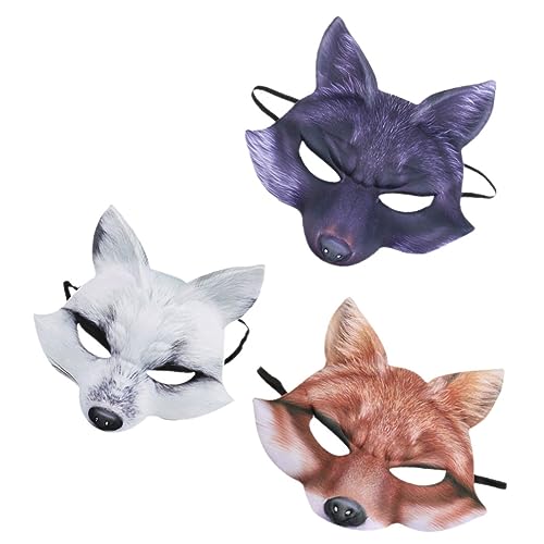 WATIIFUFU 3St Halloween-Fuchsmaske Maskerade- japanische gesichtsmaske schwarze Katzenmaske dekorative Masken halloween costume halloween kleidung für Party Cosplay- Eva von WATIIFUFU