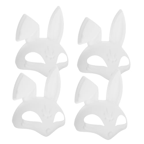 WATIIFUFU 4 Stück Handbemalte Masken Tiermasken Hasenmasken Leere Partymasken Halloween Masken Für Erwachsene Frauen Maskerademasken Kaninchenmasken Unbemalte Augenmasken Leere von WATIIFUFU