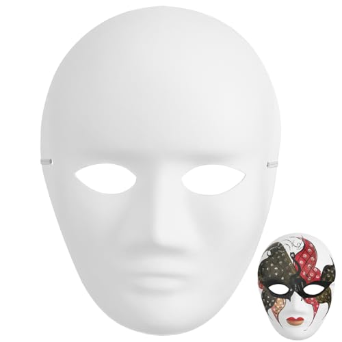 WATIIFUFU 4 Stück halloween masken hallowen masks karnevalsmasken halloween masks faschings masken Maskerade Halloween-DIY-Maske Maske aus Pappmaché bemalbare Papiermasken leere Masken Weiß von WATIIFUFU