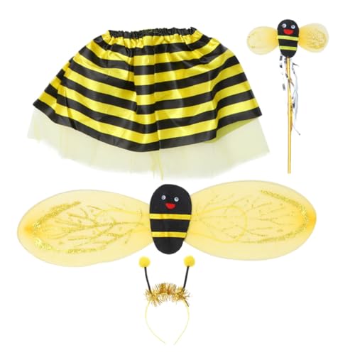 WATIIFUFU 4-Teiliges Set Bienenflügel fairy wand halloweenkostüme für kinder kinderknallzeug kinder faschingskostüme kid toys kleinkind tutu Kostüm Babybesteckset kleider Bienenkostüm von WATIIFUFU