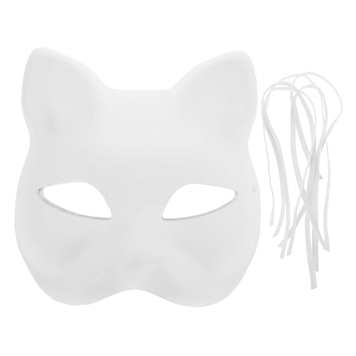 WATIIFUFU 5 Stück Katzen Gesichtsmaske Zum Selbermachen Leere Umweltfreundliche Zellstoffmaske Für Halloween Und Kostümpartys Ideal Für Cosplay Und Kreative Bemalung Wie Abgebildet von WATIIFUFU