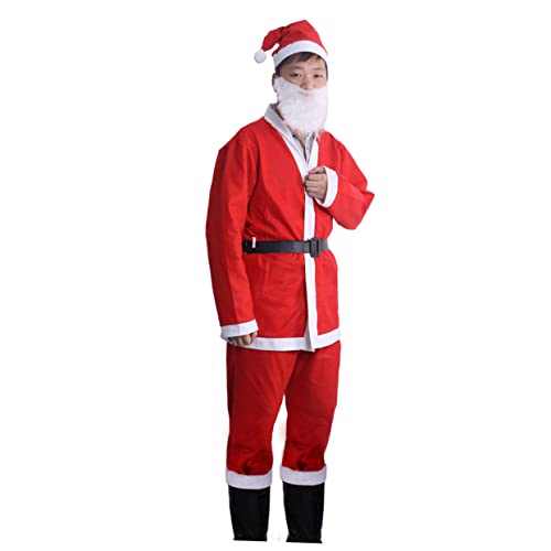 WATIIFUFU 5 Teiliges Weihnachtsmann Kostü Für Herren Mit ütze Bart Und Gürtel Perfekt Für Karneval Weihnachtsfeiern Und JGA Santa Claus Outfit Für Erwachsene von WATIIFUFU