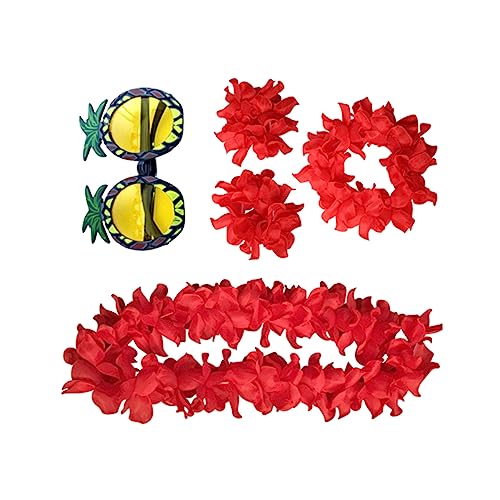 WATIIFUFU 5St Hawaii-Armband hawaii outfit hawaii kleidung гирлянда partygläser hawaii schmuck hawaiianische Partygeschenke hawaiianisches Partykostüm Ananas-Brille Partybrille rot von WATIIFUFU