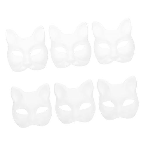 WATIIFUFU 6 Stücke Handbemalte Maske Bemalbare Fuchsmaske Tierzeichnungsmasken Unbemalte Tiermasken Fuchs Cosplay-masken Leere Maske Für Bühnenaufführung Katzenmaske Leer Tiere Weiß Papier von WATIIFUFU