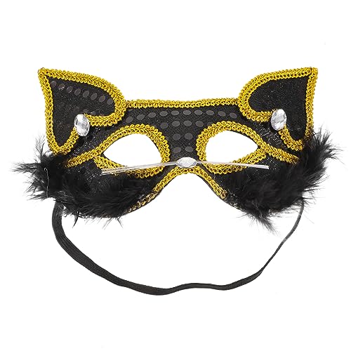 WATIIFUFU Halloween Maske Halbgesichtsmaske Maskerade Partymaske für Frauen Tierkatze Strass von WATIIFUFU