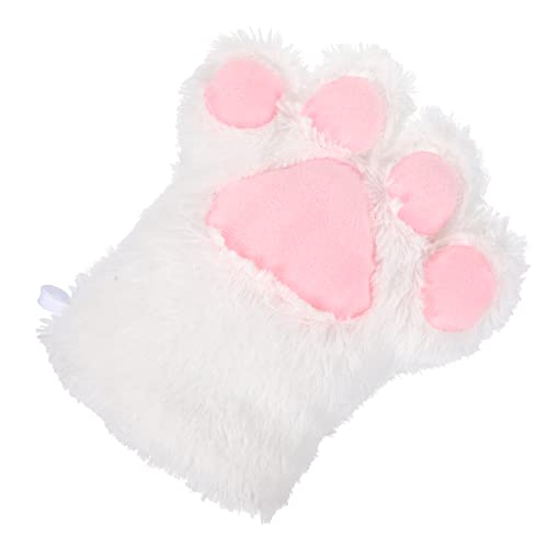 WATIIFUFU Bärenklauenhandschuhe Klaue Handschuhe Cosplay Fäustlinge Tierklauenhandschuhe Schwarze Katzenhandschuhe Wolf Kostüm Plüschhandschuh Für Katzen Kostüme Weiß Hochwertiger Pv-samt von WATIIFUFU