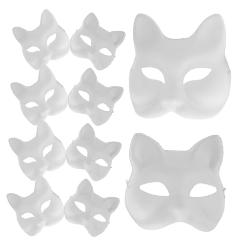 WATIIFUFU DIY Tiermasken Set Unbemalte Katzen Und Fuchs Halbmasken Zum Selbergestalten Für Halloween Maskerade Und Cosplay Weiße Masken Für Kreative Bastelprojekte von WATIIFUFU