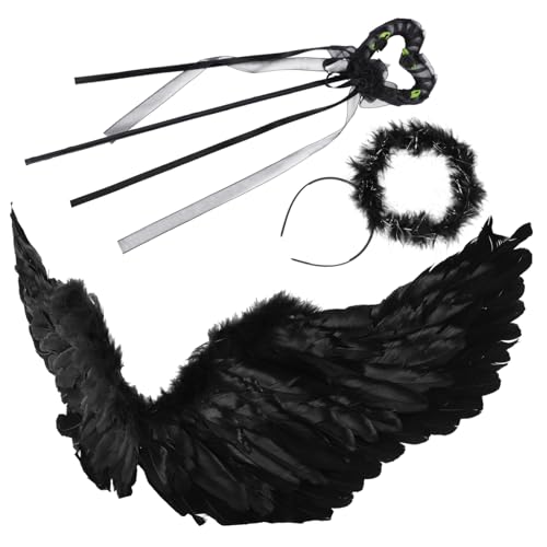 WATIIFUFU Halloween Kinderkostüm Teufel Umhang mit Schwarzen Federn Flügeln Cosplay für Karneval Bühnenauftritt und Kostümparty Mittelgroß WATIIFUFU Halloween Kinderkostüm Teufel Umhang mit Schwarzen Federn Flügeln Cosplay für Karneval Bühnenauftritt und Kostümparty Mittelgroß von WATIIFUFU