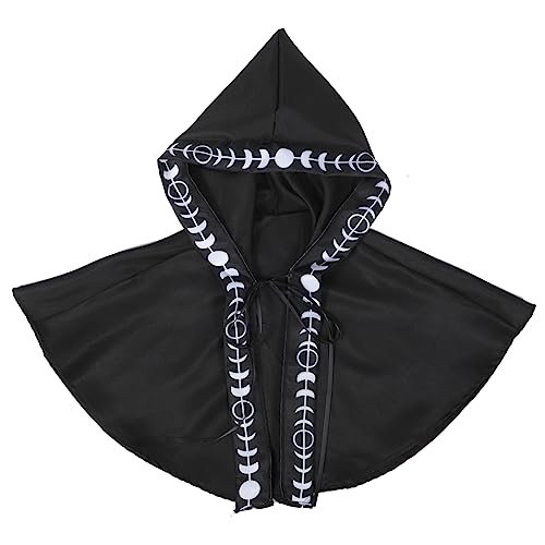 WATIIFUFU Halloween Kurzer Umhang Mit Kapuze Halloween-Poncho Halloween-Cosplay-kostüm Kurze Halloween-umhangkapuze Halloween-Motorhaube Kapuzenhaube Mittelalterliche Haubenhaube Kutte Stoff von WATIIFUFU