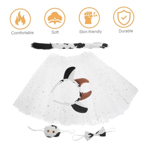 WATIIFUFU Kuh Kostüm Weicher Tierkostüm Kopfband mit Hörnern und Ohren Verstellbarer mit Klettband Weiße Stern tutu rock Cosplay Party Halloween Zubehör WATIIFUFU Kuh Kostüm Weicher Tierkostüm Kopfband mit Hörnern und Ohren Verstellbarer mit Klettband Weiße Stern tutu rock Cosplay Party Halloween Zubehör von WATIIFUFU