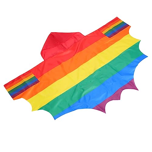 WATIIFUFU LGBT-dekorationsumhang Fröhlich Umhang aus Polyester mit Regenbogenflagge Party Gay Pride Accessoires regenbogenfahne Streifen-Regenbogenflaggenumhang Flaggenumhang aus Polyester von WATIIFUFU