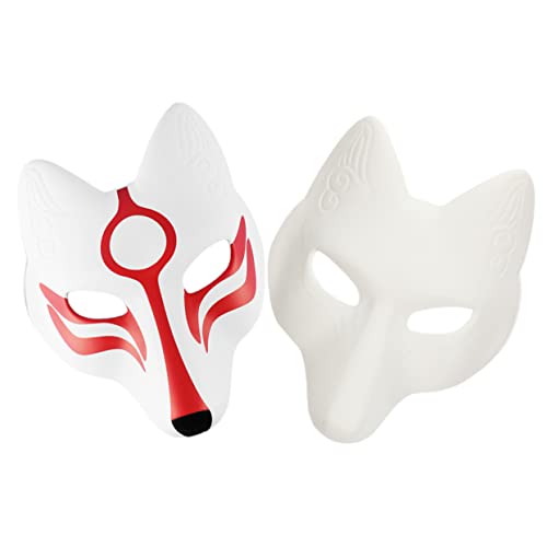 WATIIFUFU Leermaske Wolfsmaske Masken Tierfuchsmasken Karneval Japanische Foxes Carnival Maske für Cosplay Wiederverwendbare Handbemalte Partyzubehör Schutzmaske Kostümmaske Maskerademaske von WATIIFUFU