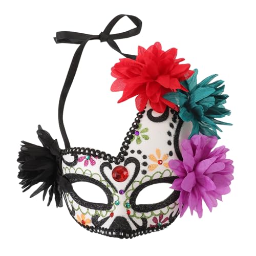 WATIIFUFU Mexikanische Tag Der Toten Karneval Maske Floral Halbe Gesicht Maskerade Maske Halloween Party Zubehör von WATIIFUFU