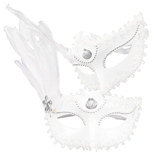 WATIIFUFU Party Prom Masken Karneval Dekorative Spitze Geburtstag Maskerade Venezianische Maske Tanzparteiprop Hochzeit Cosplay Partyzubehör Weiße Feder Burleske Halloween von WATIIFUFU