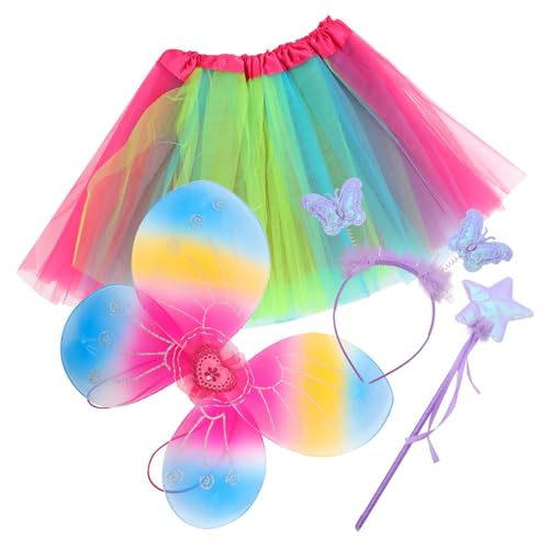 WATIIFUFU Performance Kopf Kostüm Kleidung Kinder Bopper Hut Tutu Mottoparty Dekore Rock Kostümset Outfit für Stilvolles Cosplay Feenprinzessin Schmetterlingsflügel Mädchen Ausgefallene von WATIIFUFU