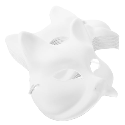 WATIIFUFU Prommaske Party Bulk Unbemalt Kostüm Selbermachen Halbhandbemalte Fuchsmasken Masken Papiermasken Katzenmasken für Maskerade Blanko Frauen für Weiße zum Requisite Einfache von WATIIFUFU