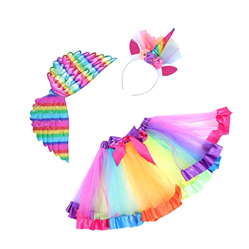 WATIIFUFU Set Aus Kinderparty Kostüm Mit Lustigem Tüllrock Und Flügelähnlichem Design Inklusive Passendem Kopfband Perfekt Für Kreative Mädchen Im Alter Von 3 Bis 8 Jahren von WATIIFUFU