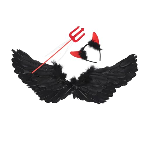 WATIIFUFU Teufel Kostüm Halloween Party Cosplay mit Schwarzer Flügel Umhang Einfach Anzuziehen Bequemes Material Mittelgroß Geeignet für Mädchen Fasching WATIIFUFU Teufel Kostüm Halloween Party Cosplay mit Schwarzer Flügel Umhang Einfach Anzuziehen Bequemes Material Mittelgroß Geeignet für Mädchen Fasching von WATIIFUFU