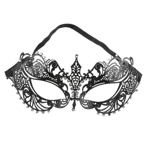 WATIIFUFU Venezianische Damenmaske Mit Kristall Strass Geschliffen Aus Metall Ideal Für Halloween Kostümball Und Partys Elegante Schwarze Maskerade Maske Für Besondere Anlässe von WATIIFUFU