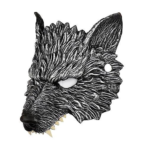 WATIIFUFU Werwolf-Maske Halloweenkostüm Halbgesichtsmaske Halloween-Cosplay Kindermaske Monstermaske halloween costume halloween kleidung Cosplay-Gesichtsabdeckung Wolfsmaske PU-Schaum Black von WATIIFUFU