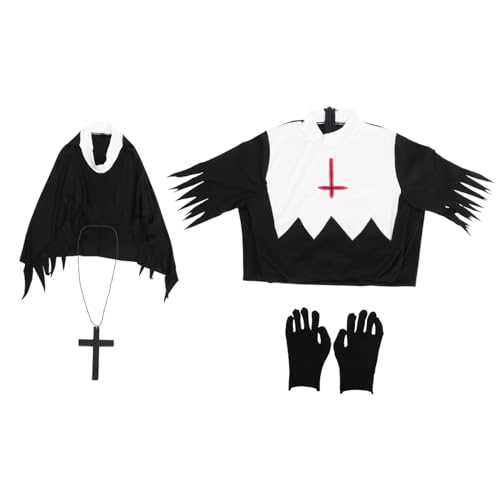 WATIIFUFU Zombie Nonne Kostü Für Halloween Gruseliges Cosplay Outfit Für Damen L Perfekt Für Halloween Dekoration Und Foto Requisiten Inklusive Halloween Handschuhe von WATIIFUFU