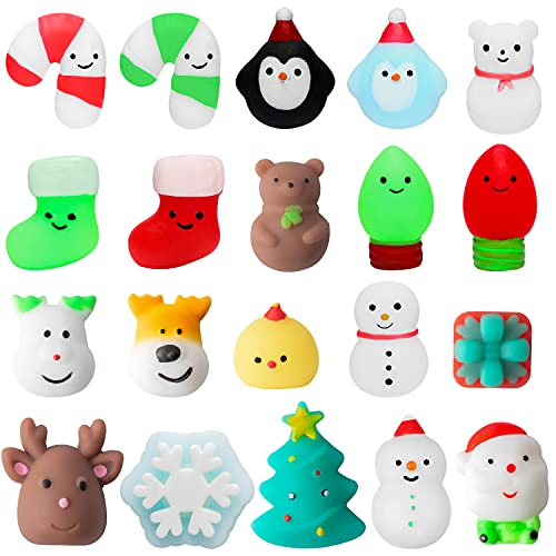 WATINC 30 STÜCKE Weihnachten Mochi Squeeze Spielzeug Set für Kinder Kawaii Mini Soft Squeeze Spielzeug Nette Tier Squeeze Spielzeug Stress Relief Spielzeug für Weihnachten Geburtstagsgeschenk von WATINC