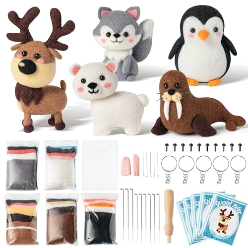 WATINC 25Pcs Polar Animal Needle Felting Starter Kit DIY Nadelarbeit Handwerk Filz Werkzeuge Filz Nadeln Schaum Matte Eisbär Pinguin Elch Seelöwe Noh Puppe Wolle Party Zubehör für Anfänger Kinder WATINC 25Pcs Polar Animal Needle Felting Starter Kit DIY Nadelarbeit Handwerk Filz Werkzeuge Filz Nadeln Schaum Matte Eisbär Pinguin Elch Seelöwe Noh Puppe Wolle Party Zubehör für Anfänger Kinder von WATINC