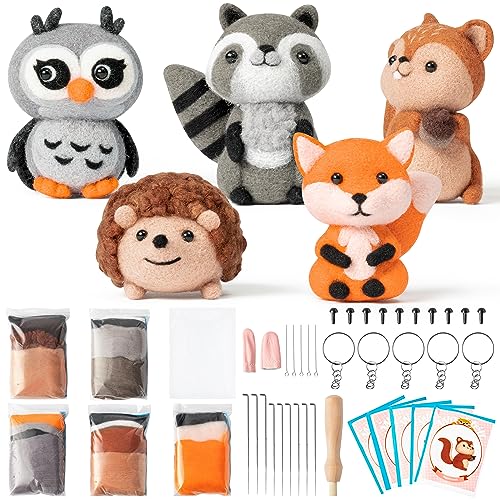 WATINC 25Pcs Woodland Animal Needle Felting Starter Kit DIY Nadelarbeit Handwerk Filz Werkzeuge Filz Nadeln Schaum Matte Igel Eichhörnchen Waschbär Noh Puppe Wolle Party Zubehör für Anfänger Kinder WATINC 25Pcs Woodland Animal Needle Felting Starter Kit DIY Nadelarbeit Handwerk Filz Werkzeuge Filz Nadeln Schaum Matte Igel Eichhörnchen Waschbär Noh Puppe Wolle Party Zubehör für Anfänger Kinder von WATINC