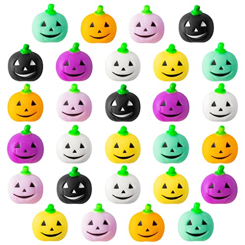 WATINC 28 Stück Halloween Mochi Squishy Spielzeug Kürbis Geist Squeeze Spielzeug Stress Relief Spielzeug Halloween Behandlung Goodie Geschenk Taschen Füller für Mädchen Jungen von WATINC