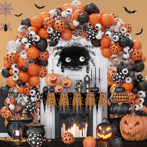 Halloween Ballon Girlande, Halloween Deko, Halloween Luftballon Girlande Kit, Halloween Spinne Luftballon, Halloween Ballon Kürbis, für Halloween Deko Herbstfeste Karneval Geburtstag Party von WAVATA