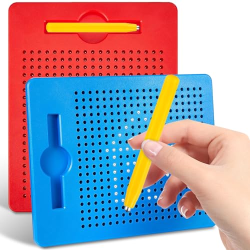 WAVATA 2 Stück Magnetische Zeichentafel für Kinder, Magnetisches Zeichenbrett mit Kugeln, Magnet Zeichentafel Kinder mit Stift, Magnetisches Stahlkugel Zeichenbrett, Magische Magnetspiel von WAVATA