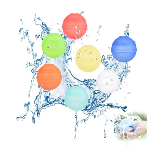 WAVATA Wasserbomben Wiederverwendbar, 7 Stück Wasserbomben SelbstschließEnd, SchnellfüLler Silikon Wasserball Kinder Erwachsene für Outdoor Spielzeug, Sommerpartys, Wasserspielzeug Kinder von WAVATA