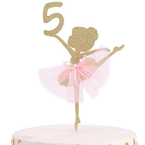 Ballett Kuchen Topper 1 bis 5 Jahre alt - Ballerina, Geburtstag Kuchen Topper, Ballett Geburtstag Party, Tanzen Prinzessin Geburtstag Party Geburtstag Party Kuchen Dekoration, Studio Foto Requisiten (Ballerina 5) von WAWUO