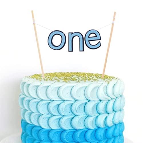 Kuchendekoration für den 1. Geburtstag, Motiv: One in A Birthday, blaue Baby-Flagge, beste Foto-Requisiten und Hintergrund-Kuchenzerbrechen (blau) von WAWUO