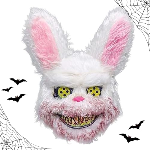 WAYBWZDQ Halloween Blutige Kaninchen Maske Horror Plüsch Hasen Maske Gruselige Halloween Bloody Bunny Maske für Erwachsene Kinder für Halloween Kostüm Karnevalsparty Cosplay Maskerade von WAYBWZDQ