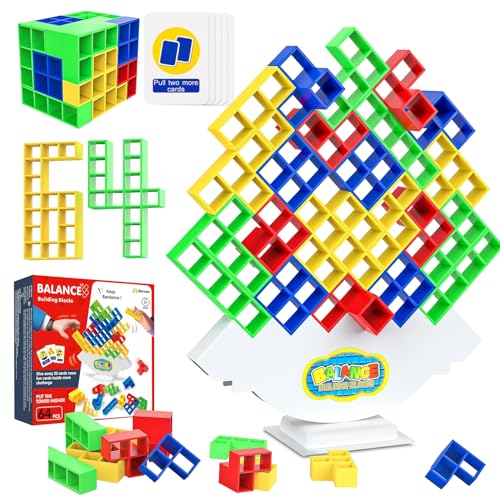 WAYBWZDQ Tetra Tower Spiel,64 PCS Tetris Tower Balance Game Tetris Spiel Kinder Tetris Balance Spielzeug Tower Game Schaukelstapel Balance Spiel Balance Spielzeug Kinder,Tetris Balance Toy von WAYBWZDQ