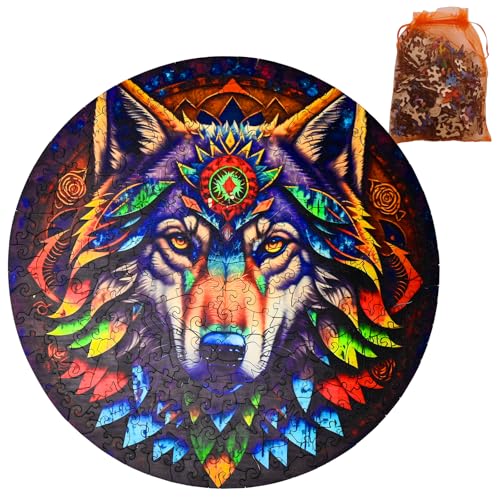 Holzpuzzle - Wolf King holzpuzzle Erwachsene, einzigartiges Tierform-Puzzle für Kinder ab 12 Jahren und Erwachsene, perfekt für Heimdekoration und Geschenke (33x43CM, 210PCS) von WAYPIN SION