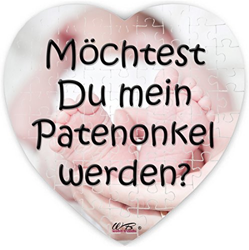 Puzzle-Botschaft Herz, Möchtest Du mein Patenonkel werden - Babyfüße, 75 Teile 19x19cm inkl. Geschenk-Beutel von WB wohn trends