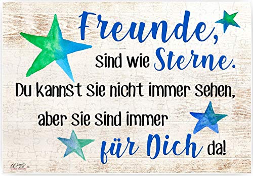 Puzzle-Botschaft eckig, Freunde sind wie Sterne, bunt, 120 Teile 27x18cm inkl. Geschenk-Beutel von WB wohn trends