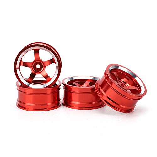 WBTY 4 Stück 1/10 Aluminiumlegierung Radnabe Zubehör RC Teile Passend HSP 94123 Drift Car (Rot) von WBTY