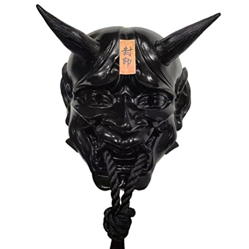 WBTY Samurai Oni-Maske, Japanische Cosplay-Harzmaske, Anime-Horror-Dämonen-Geist-Gesichtsmaske Halloween-Cosplay-Party-Requisiten (Harz schwarz) von WBTY