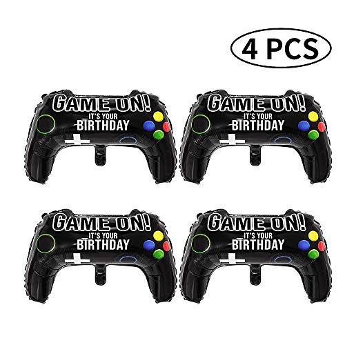 WBTY Set von 4 Videospiel-Controller Folien Ballons Kinder Party Veranstaltungs Ort Dekorationen (Schwarz) von WBTY