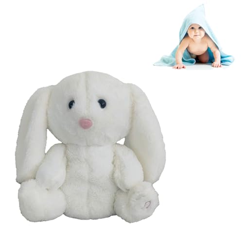 WBWYFE Breathing Bunny, Soothe 'n Snuggle Bunny mit Atemübungen und Musik, Soothe 'n Snuggle Bunny tragbares Plüsch-Babyspielzeug, sensorisches Detail, Musiklicht, Atemübungen(White) von WBWYFE