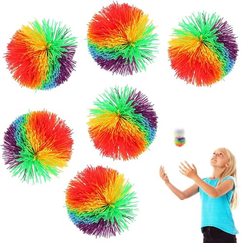 6 Stück Bunt Pom Ball, Bunte SilikonBall, Rainbow Colourful Sensory Toy, Weiche Pom Bouncy Stress Balls, Geeignet für Erwachsene und Kinder, lindert Stress und Ängste von WBYNB