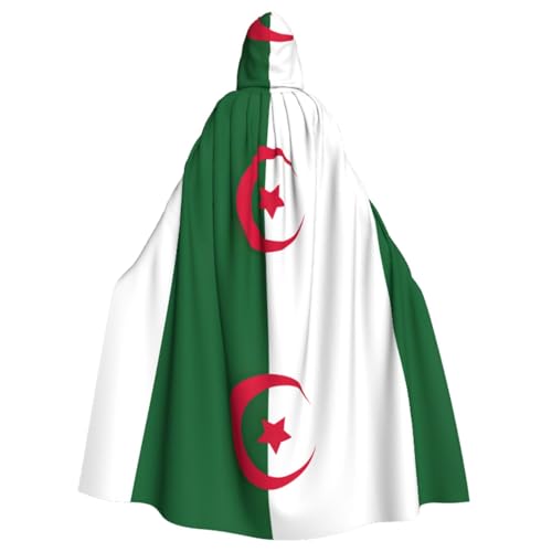 WCXTHGFA Halloween-Kapuzenumhang mit Flagge von Algerien, für Halloween und Cosplay, bequemer Kapuzenumhang für Erwachsene von WCXTHGFA