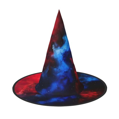 Zaubererhüte mit rot-blauem Galaxie-Druck, Hexenhüte, Halloween-Hexenhüte für Halloween-Dekoration, ikonische Hüte für Halloween von WCXTHGFA