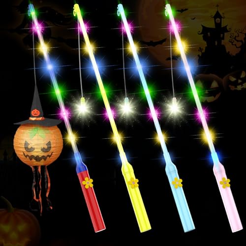 WD&CD 4 STÜCK Laternenstab LED Laternenstab Elektronischer mit 8 Led Bunt für St Martin Halloween Zauberstäbe Party Kostümpartys von WD&CD