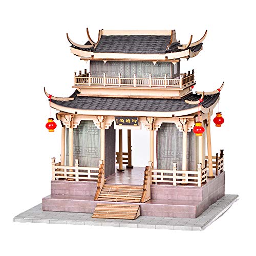 WonDerfulC 3D Holz Miniatur Puppenhaus Kit Chinesischer Stil Altes Gebäude Montage Modell DIY Kreative Neuheit Geburtstag Erwachsene Puzzle Geschenk (Guangji Bridge Yanghan Pavillon) von WDC