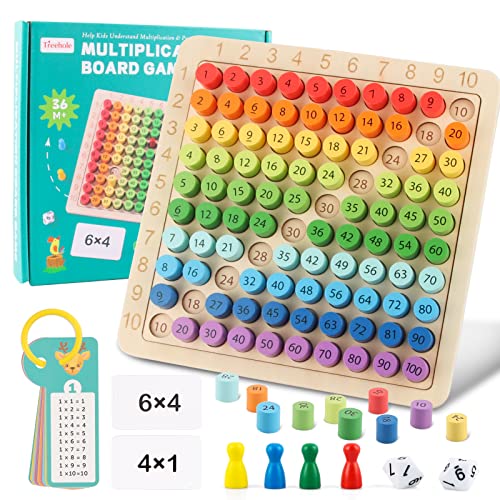 Multiplikationsbrett Spiel, Montessori Multiplikationsbrett, Multiplikationstafel Holz, Multiplikationstabelle Kinder Lernen, 1x1 Brettspiel für Mathematische Manipulationen Kinderzählspielzeug von WDJLNZB